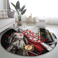 Knights Templar Round Carpet Crusader Warrior Full Armor Red Cross