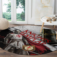 Knights Templar Round Carpet Crusader Warrior Full Armor Red Cross