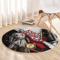 Knights Templar Round Carpet Crusader Warrior Full Armor Red Cross
