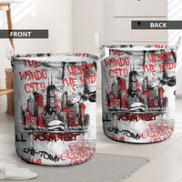Personalized Chicago City Skyline Laundry Basket Urban Graffiti - Cloud Gate - Windy City Typography