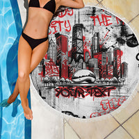 Personalized Chicago City Skyline Beach Blanket Urban Graffiti - Cloud Gate - Windy City Typography