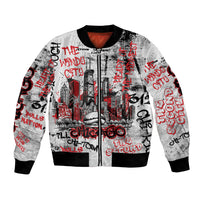 Personalized Chicago City Skyline Bomber Jacket Urban Graffiti - Cloud Gate - Windy City Typography
