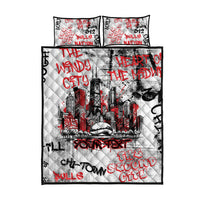 Personalized Chicago City Skyline Quilt Bed Set Urban Graffiti - Cloud Gate - Windy City Typography