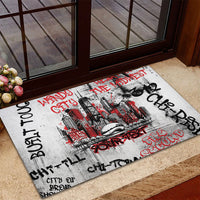 Personalized Chicago City Skyline Rubber Doormat Urban Graffiti - Cloud Gate - Windy City Typography