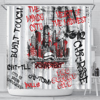 Personalized Chicago City Skyline Shower Curtain Urban Graffiti - Cloud Gate - Windy City Typography