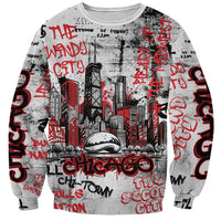 Personalized Chicago City Skyline Sweatshirt Urban Graffiti - Cloud Gate - Windy City Typography