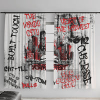 Personalized Chicago City Skyline Window Curtain Urban Graffiti - Cloud Gate - Windy City Typography