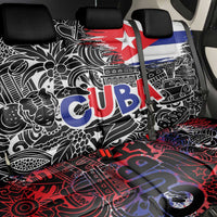 Cuba Flag Back Car Seat Cover Black with Red White Blue Patriotic Graphics and Cultural Doodle Design - Wonder Print Shop