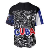Cuba Flag Baseball Jersey Black with Red White Blue Patriotic Graphics and Cultural Doodle Design - Wonder Print Shop