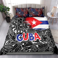 Cuba Flag Bedding Set Black with Red White Blue Patriotic Graphics and Cultural Doodle Design - Wonder Print Shop