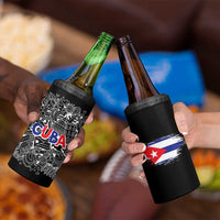 Cuba Flag 4 in 1 Can Cooler Tumbler Black with Red White Blue Patriotic Graphics and Cultural Doodle Design - Wonder Print Shop