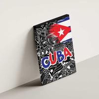 Cuba Flag Canvas Wall Art Black with Red White Blue Patriotic Graphics and Cultural Doodle Design - Wonder Print Shop