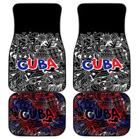 Cuba Flag Car Mats Black with Red White Blue Patriotic Graphics and Cultural Doodle Design - Wonder Print Shop