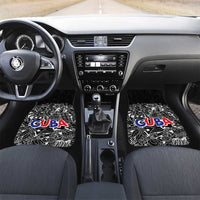 Cuba Flag Car Mats Black with Red White Blue Patriotic Graphics and Cultural Doodle Design - Wonder Print Shop