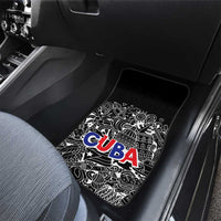 Cuba Flag Car Mats Black with Red White Blue Patriotic Graphics and Cultural Doodle Design - Wonder Print Shop
