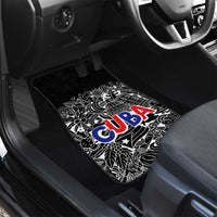 Cuba Flag Car Mats Black with Red White Blue Patriotic Graphics and Cultural Doodle Design - Wonder Print Shop