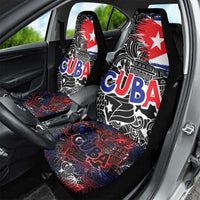 Cuba Flag Car Seat Cover Black with Red White Blue Patriotic Graphics and Cultural Doodle Design - Wonder Print Shop