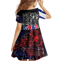 Cuba Flag Family Matching Mermaid Dress and Hawaiian Shirt Black with Red White Blue Patriotic Graphics and Cultural Doodle Design - Wonder Print Shop