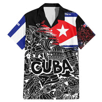Cuba Flag Family Matching Mermaid Dress and Hawaiian Shirt Black with Red White Blue Patriotic Graphics and Cultural Doodle Design - Wonder Print Shop