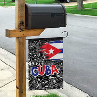 Cuba Flag Garden Flag Black with Red White Blue Patriotic Graphics and Cultural Doodle Design - Wonder Print Shop