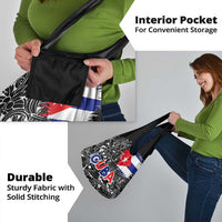 Cuba Flag Grocery Bag Black with Red White Blue Patriotic Graphics and Cultural Doodle Design - Wonder Print Shop