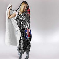 Cuba Flag Hooded Blanket Black with Red White Blue Patriotic Graphics and Cultural Doodle Design - Wonder Print Shop