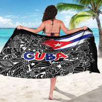 Cuba Flag Sarong Black with Red White Blue Patriotic Graphics and Cultural Doodle Design - Wonder Print Shop