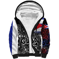Cuba Flag Sherpa Hoodie Black with Red White Blue Patriotic Graphics and Cultural Doodle Design - Wonder Print Shop
