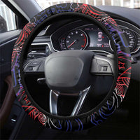 Cuba Flag Steering Wheel Cover Black with Red White Blue Patriotic Graphics and Cultural Doodle Design - Wonder Print Shop