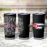Cuba Flag Tumbler Cup Black with Red White Blue Patriotic Graphics and Cultural Doodle Design - Wonder Print Shop