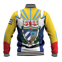Cuba Coat of Arms Baseball Jacket Colorful Cuban Flag Shield with Red Yellow Blue Patriotic Design - Wonder Print Shop