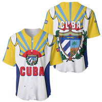Cuba Coat of Arms Baseball Jersey Colorful Cuban Flag Shield with Red Yellow Blue Patriotic Design - Wonder Print Shop