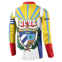 Cuba Coat of Arms Button Sweatshirt Colorful Cuban Flag Shield with Red Yellow Blue Patriotic Design - Wonder Print Shop