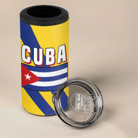Cuba Coat of Arms 4 in 1 Can Cooler Tumbler Colorful Cuban Flag Shield with Red Yellow Blue Patriotic Design - Wonder Print Shop