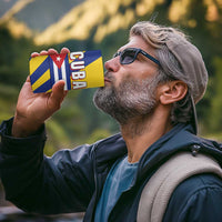 Cuba Coat of Arms 4 in 1 Can Cooler Tumbler Colorful Cuban Flag Shield with Red Yellow Blue Patriotic Design - Wonder Print Shop