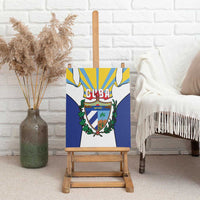 Cuba Coat of Arms Canvas Wall Art Colorful Cuban Flag Shield with Red Yellow Blue Patriotic Design - Wonder Print Shop