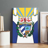 Cuba Coat of Arms Canvas Wall Art Colorful Cuban Flag Shield with Red Yellow Blue Patriotic Design - Wonder Print Shop