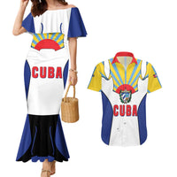 Cuba Coat of Arms Couples Matching Mermaid Dress and Hawaiian Shirt Colorful Cuban Flag Shield with Red Yellow Blue Patriotic Design - Wonder Print Shop