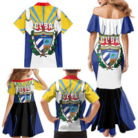 Cuba Coat of Arms Family Matching Mermaid Dress and Hawaiian Shirt Colorful Cuban Flag Shield with Red Yellow Blue Patriotic Design - Wonder Print Shop