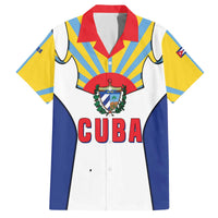 Cuba Coat of Arms Family Matching Off The Shoulder Long Sleeve Dress and Hawaiian Shirt Colorful Cuban Flag Shield with Red Yellow Blue Patriotic Design - Wonder Print Shop