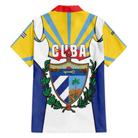 Cuba Coat of Arms Family Matching Off The Shoulder Long Sleeve Dress and Hawaiian Shirt Colorful Cuban Flag Shield with Red Yellow Blue Patriotic Design - Wonder Print Shop