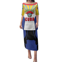 Cuba Coat of Arms Family Matching Puletasi and Hawaiian Shirt Colorful Cuban Flag Shield with Red Yellow Blue Patriotic Design - Wonder Print Shop