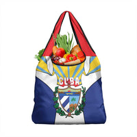 Cuba Coat of Arms Grocery Bag Colorful Cuban Flag Shield with Red Yellow Blue Patriotic Design - Wonder Print Shop