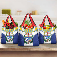 Cuba Coat of Arms Grocery Bag Colorful Cuban Flag Shield with Red Yellow Blue Patriotic Design - Wonder Print Shop