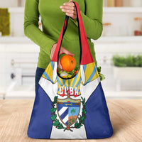 Cuba Coat of Arms Grocery Bag Colorful Cuban Flag Shield with Red Yellow Blue Patriotic Design - Wonder Print Shop