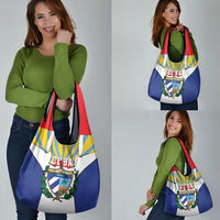 Cuba Coat of Arms Grocery Bag Colorful Cuban Flag Shield with Red Yellow Blue Patriotic Design - Wonder Print Shop