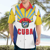 Cuba Coat of Arms Hawaiian Shirt Colorful Cuban Flag Shield with Red Yellow Blue Patriotic Design - Wonder Print Shop