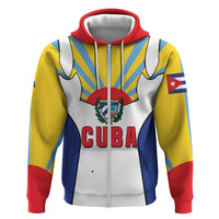 Cuba Coat of Arms Hoodie Colorful Cuban Flag Shield with Red Yellow Blue Patriotic Design - Wonder Print Shop