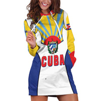 Cuba Coat of Arms Hoodie Dress Colorful Cuban Flag Shield with Red Yellow Blue Patriotic Design - Wonder Print Shop