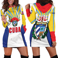 Cuba Coat of Arms Hoodie Dress Colorful Cuban Flag Shield with Red Yellow Blue Patriotic Design - Wonder Print Shop